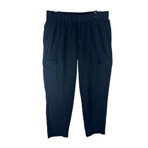 GAP Mens Twill Cargo Pants Black Elastic Waist Size Large 1826419